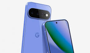 "Two purple Google Pixel smartphones, with one showing the front screen and the other showing the back camera bar."